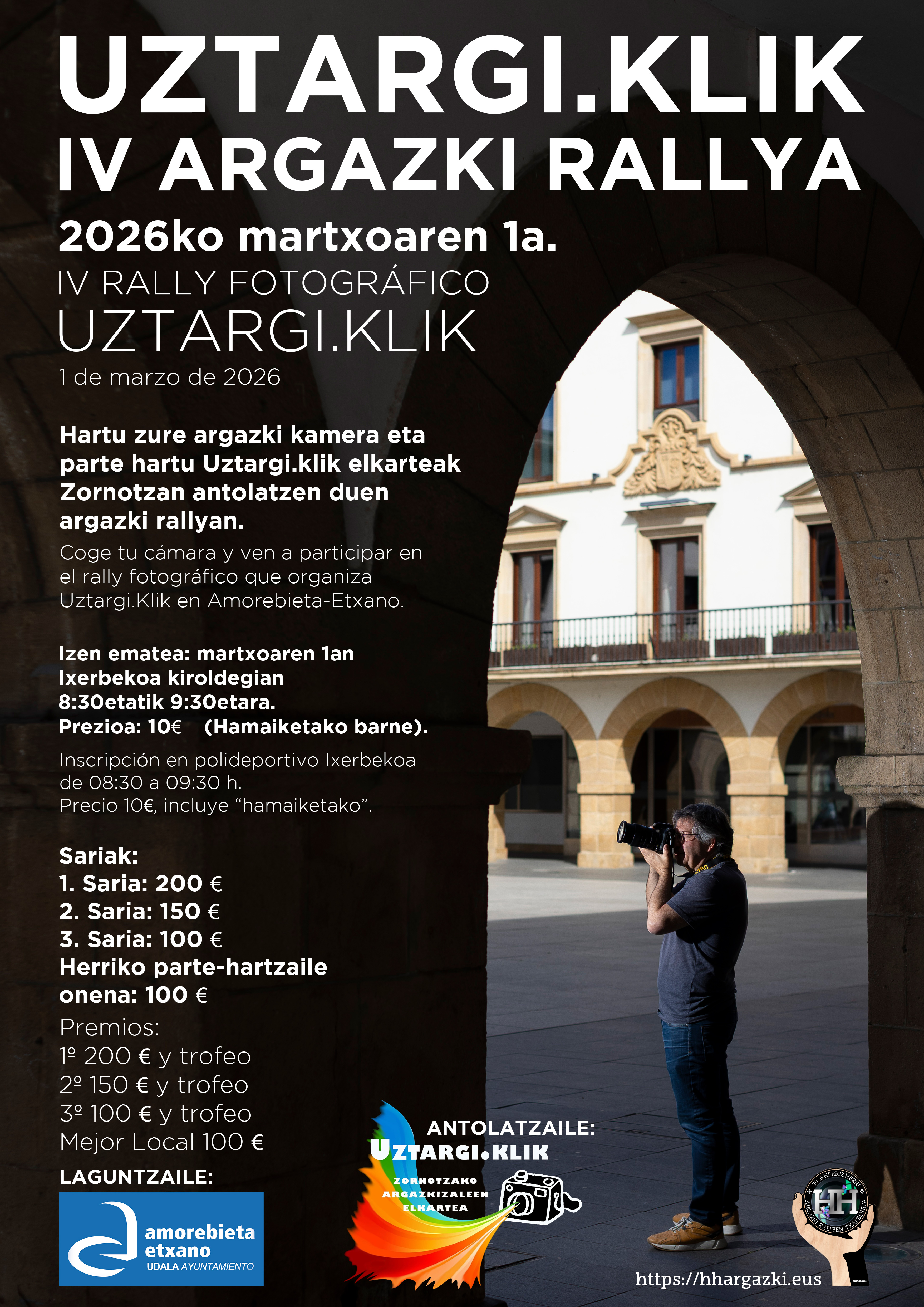 Cartel rally fotográfico de Amorebieta de 2026 Uztargi.Klik