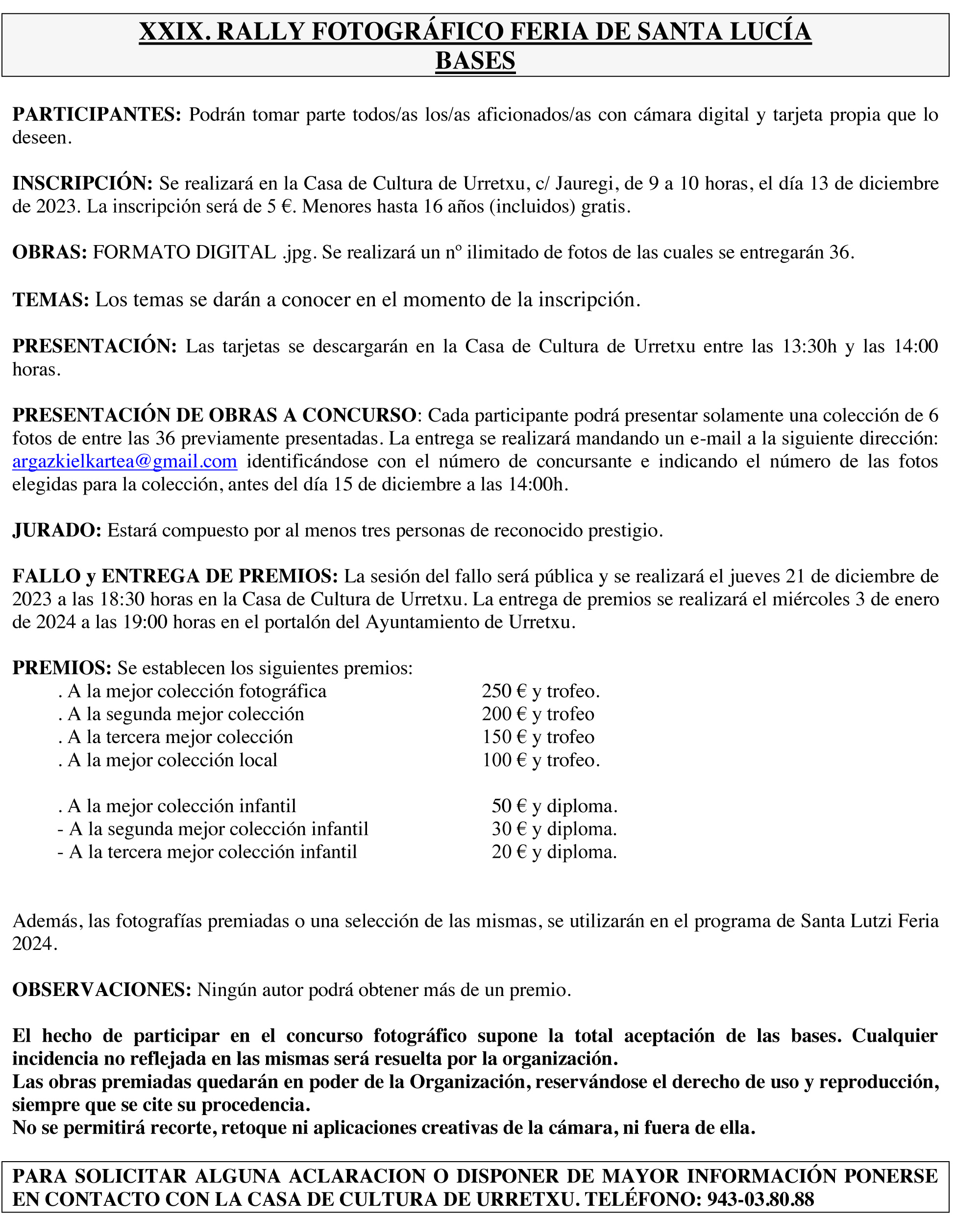 Ven a participar al XXIX Rally Santa Lucía, el 13 de diciembre de 2023